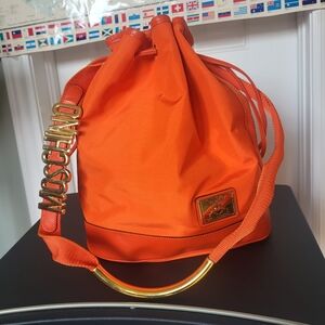 Vintage Authentic 1980s Moschino by Redwall Lettering Bucket Bag